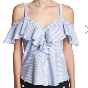 Veronica Beard Stripped Off Shoulder Top